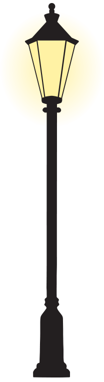 Vintage street lamp glowing with warm light – Dentist Wenatchee WA Illustration of a tall black street lamp with a softly glowing yellow light, symbolizing warmth and guidance – Dentist Wenatchee WA